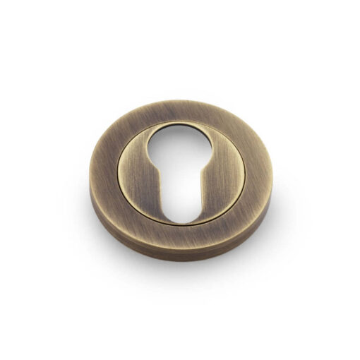 Alexander & Wilks AW390AB, Euro Profile Cylinder Escutcheon in Antique Brass.