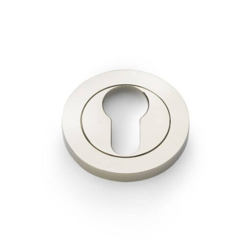 Alexander & Wilks AW390PNPVD, Euro Profile Cylinder Escutcheon in Polished Nickel PVD.
