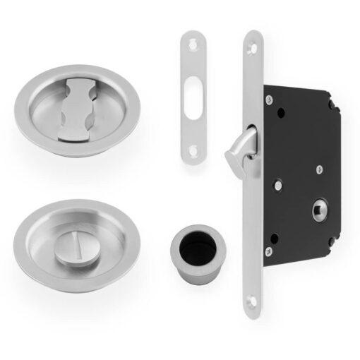 Alexander & Wilks AW110RSC, Flush Sliding & Pocket Door Gear Bathroom Handle & Lock Set.