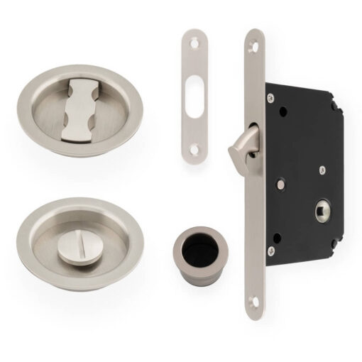 Alexander & Wilks AW110RSN, Flush Sliding & Pocket Door Gear Bathroom Handle & Lock Set.