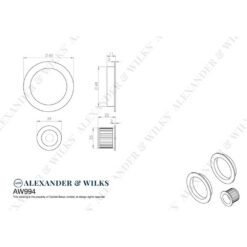 Alexander & Wilks AW994, Flush Pull Set For Sliding & Pocket Door Gear.