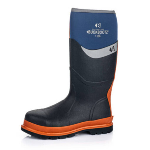 Buckbootz BBZ6000BL Buckbootz Safety Wellington, Blue / Orange Trim