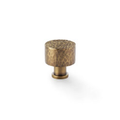 Alexander & Wilks Leila AW816-30-AB Hammered Cabinet Knob - Antique Brass
