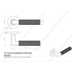 Alexander & Wilks AW200, Knurled Hurricane Lever Handle Line Drawing.