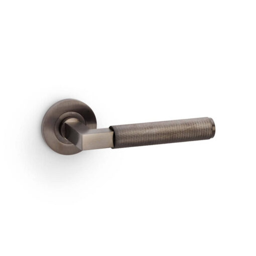 Alexander & Wilks AW200DBZPVD, Knurled Hurricane Lever Handle in Dark Bronze PVD.