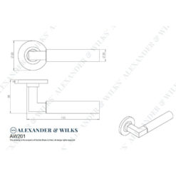 Alexander & Wilks AW201SN, Plain Hurricane Lever Handle Line Drawing.
