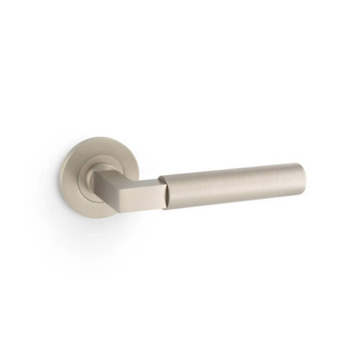 Alexander & Wilks AW201SN, Plain Hurricane Lever Handle in Satin Nickel.