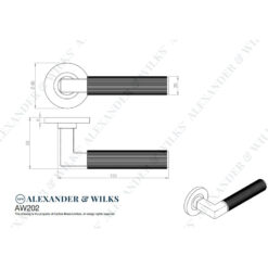 Alexander & Wilks AW202, Reeded Hurricane Lever Handle Line Drawing.