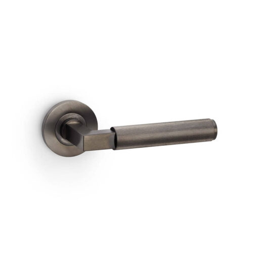 Alexander & Wilks AW202DBZPVD, Reeded Hurricane Lever Handle in Dark Bronze PVD.