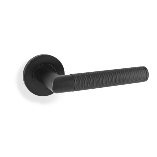 Alexander & Wilks AW210BL, Knurled Harrier Lever Handle in Black.