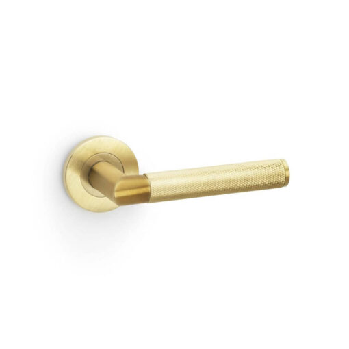 Alexander & Wilks AW210SBPVD, Knurled Harrier Lever Handle in Satin Brass PVD.