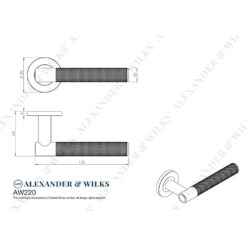 Alexander & Wilks AW220, Knurled Spitfire Lever Handle Line Drawing.
