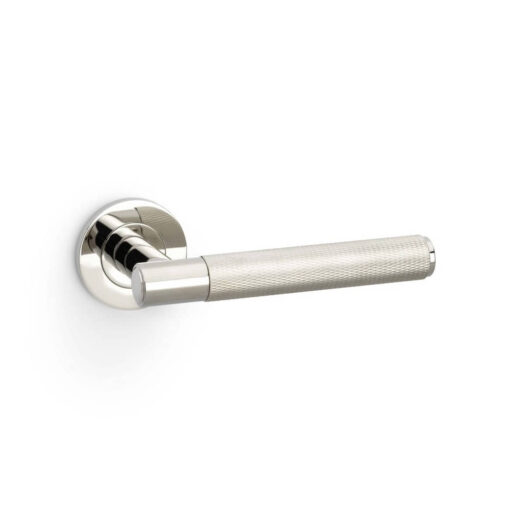 Alexander & Wilks AW220PNPVD, Knurled Spitfire Lever Handle in Polished Nickel PVD.