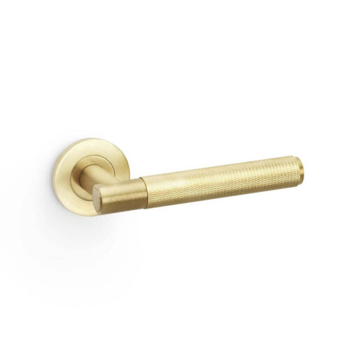 Alexander & Wilks AW220SBPVD, Knurled Spitfire Lever Handle in Satin Brass PVD.