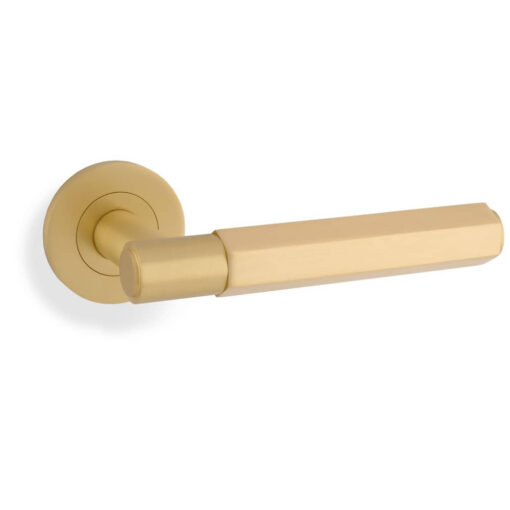 Alexander & Wilks AW224SB, Hex Lever Handle in Satin Brass.