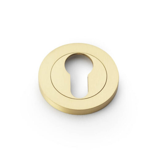 Alexander & Wilks AW390SB, Euro Profile Cylinder Escutcheon in Satin Brass.