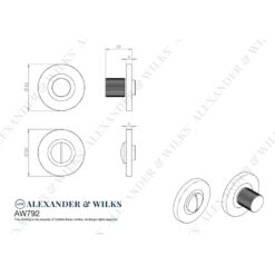 Alexander & Wilks AW792, Reeded Bathroom Turn & Release Line Drawing.