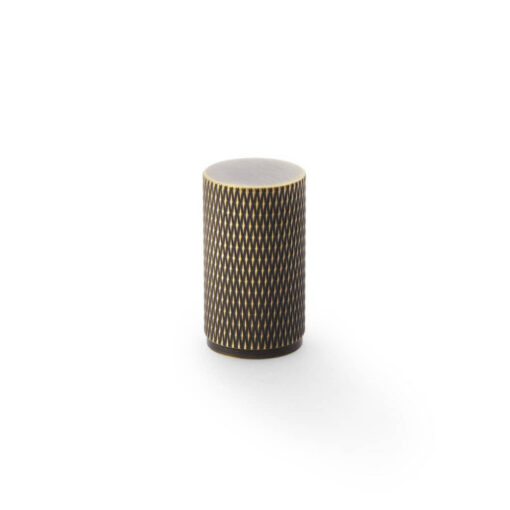 Alexander & Wilks Brunel AW800-35-AB Knurled 35mm Long Cabinet Knob - Antique Brass