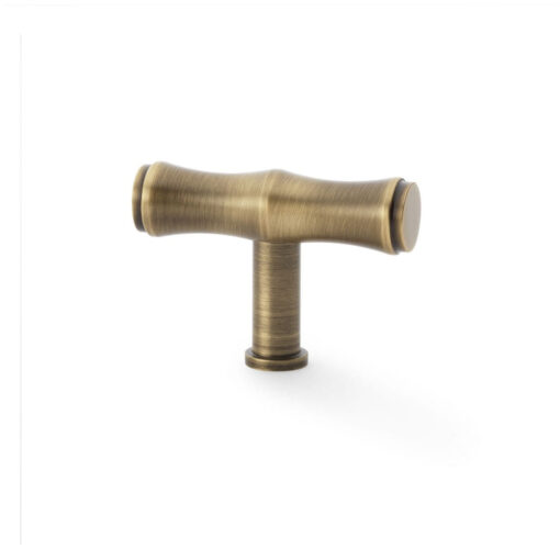 Alexander & Wilks Crispin AW801B-55-AB Bamboo T-bar Cupboard Knob - Antique Brass