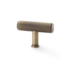Alexander & Wilks Crispin AW801R-55-AB Reeded T-bar Cupboard Knob - Antique Brass