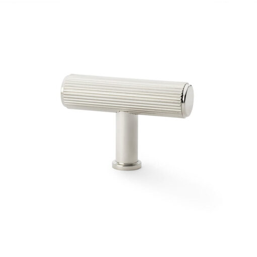 Alexander & Wilks Crispin AW801R-55-PN Reeded T-bar Cupboard Knob - Polished Nickel