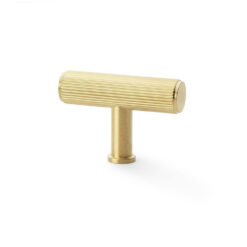 Alexander & Wilks Crispin AW801R-55-SBPVD Reeded T-bar Cupboard Knob - Satin Brass PVD