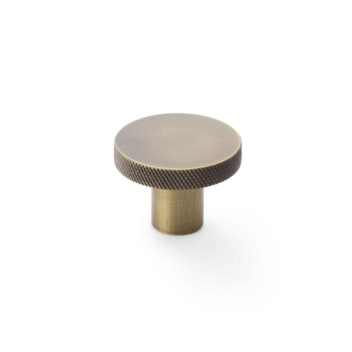 Alexander & Wilks Hanover AW802-38-AB 38mm Knurled Circular Cupboard Knob - Antique Brass