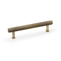 Alexander & Wilks Crispin AW809R-128-AB 128mm Reeded T-bar Cupboard Pull Handle - Antique Brass