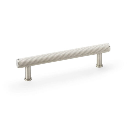 Alexander & Wilks Crispin AW809R-128-SN 128mm Reeded T-bar Cupboard Pull Handle - Satin Nickel