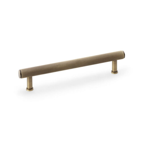 Alexander & Wilks Crispin AW809R-160-AB 160mm Reeded T-bar Cupboard Pull Handle - Antique Brass