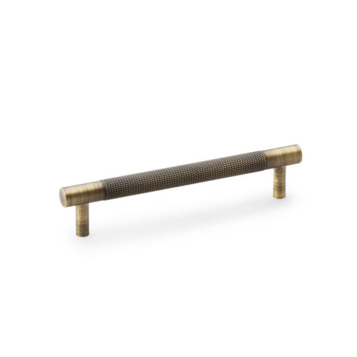 Alexander & Wilks AW810-128-AB 128mm Brunel Knurled T-bar Cupboard Pull Handle - Antique Brass