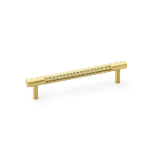 Alexander & Wilks AW810-128-SBPVD 128mm Brunel Knurled T-bar Cupboard Pull Handle - Satin Brass PVD