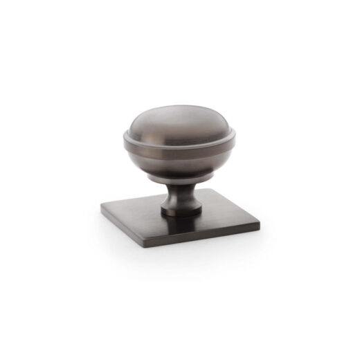 Alexander & Wilks AW826-34-DBZPVD 34mm Quantock Cupboard Knob on Square Backplate- Dark Bronze PVD