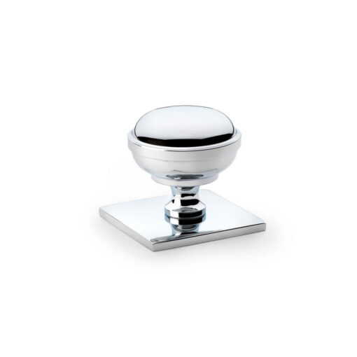 Alexander & Wilks AW826-34-PC 34mm Quantock Cupboard Knob on Square Backplate- Polished Chrome