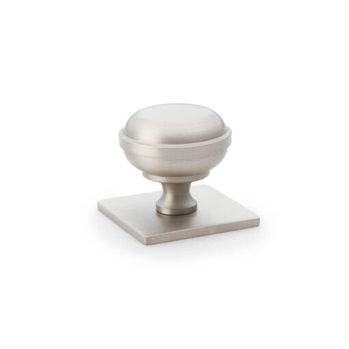 Alexander & Wilks AW826-34-SN 34mm Quantock Cupboard Knob on Square Backplate-Satin Nickel
