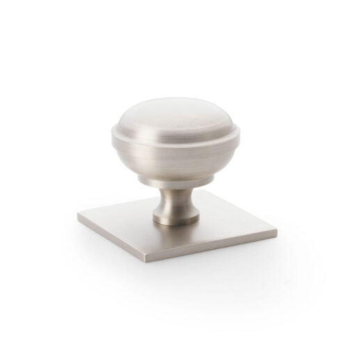 Alexander & Wilks AW826-38-SN 38mm Quantock Cupboard Knob on Square Backplate -Satin Nickel