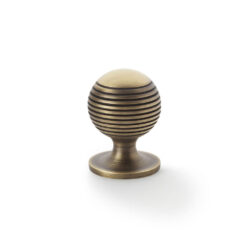 Alexander & Wilks Caesar AW832-32-AB 32mm Cupboard Knob on Round Rose - Antique Brass