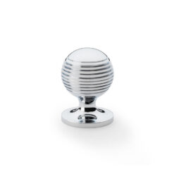 Alexander & Wilks Caesar AW832-32-PC 32mm Cupboard Knob on Round Rose - Polished Chrome