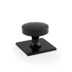 Alexander & Wilks Bullion AW835-38-BL 38mm Cupboard Knob on Square Backplate - Black