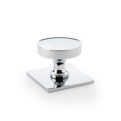 Alexander & Wilks Bullion AW835-38-PC 38mm Cupboard Knob on Square Backplate - Polished Chrome