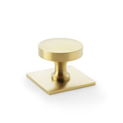 Alexander & Wilks Bullion AW835-38-SBPVD 38mm Cupboard Knob on Square Backplate - Satin Brass PVD