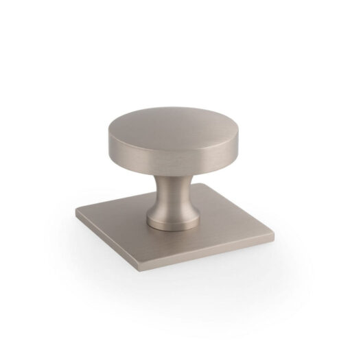 Alexander & Wilks Bullion AW835-38-SN 38mm Cupboard Knob on Square Backplate - Satin Nickel